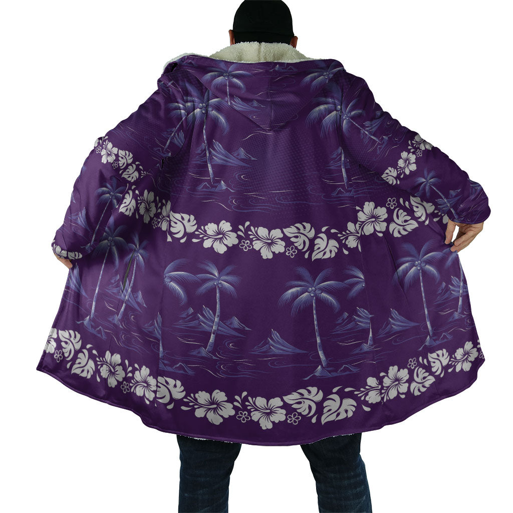 Purple Hawaii Palm Tree Hibiscus Cloak Fantasy Summer Vibe LT01 - Polynesian Pride