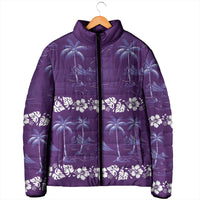 Purple Hawaii Palm Tree Hibiscus Padded Jacket Fantasy Summer Vibe LT01 - Polynesian Pride