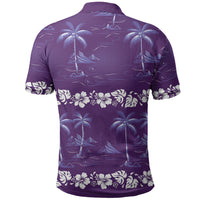 Purple Hawaii Palm Tree Hibiscus Polo Shirt Fantasy Summer Vibe LT01 - Polynesian Pride