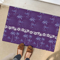 Purple Hawaii Palm Tree Hibiscus Rubber Doormat Fantasy Summer Vibe LT01 - Polynesian Pride