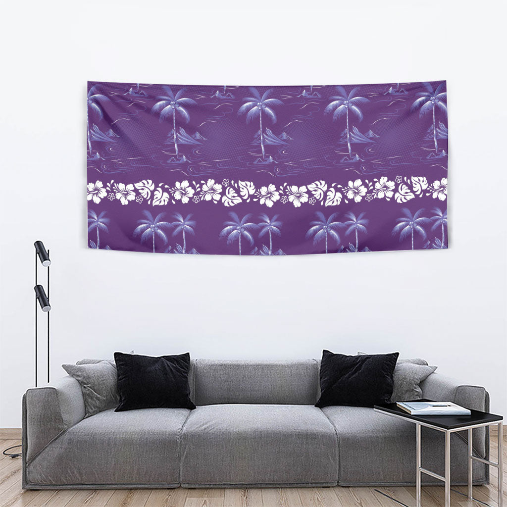 Purple Hawaii Palm Tree Hibiscus Tapestry Fantasy Summer Vibe LT01 - Polynesian Pride