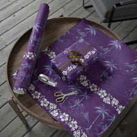 Purple Hawaii Palm Tree Hibiscus Wrapping Paper Fantasy Summer Vibe LT01 - Polynesian Pride