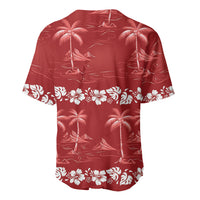 Red Hawaii Palm Tree Hibiscus Baseball Jersey Fantasy Summer Vibe LT01 - Polynesian Pride
