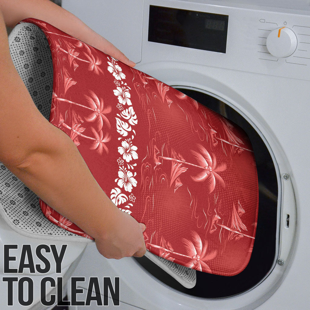 Red Hawaii Palm Tree Hibiscus Bathroom Set Fantasy Summer Vibe LT01 - Polynesian Pride
