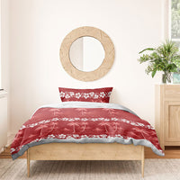 Red Hawaii Palm Tree Hibiscus Bedding Set Fantasy Summer Vibe LT01 - Polynesian Pride