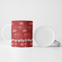 Red Hawaii Palm Tree Hibiscus Ceramic Mug Fantasy Summer Vibe LT01 - Polynesian Pride