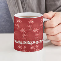Red Hawaii Palm Tree Hibiscus Ceramic Mug Fantasy Summer Vibe LT01 - Polynesian Pride