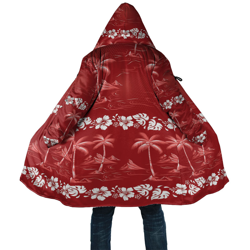 Red Hawaii Palm Tree Hibiscus Cloak Fantasy Summer Vibe LT01 Unisex Red - Polynesian Pride