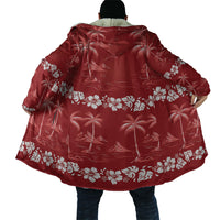 Red Hawaii Palm Tree Hibiscus Cloak Fantasy Summer Vibe LT01 - Polynesian Pride