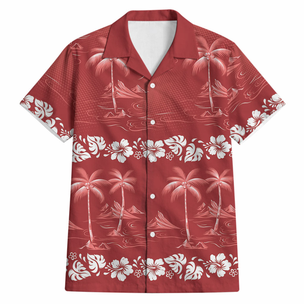 Red Hawaii Palm Tree Hibiscus Hawaiian Shirt Fantasy Summer Vibe LT01 Red - Polynesian Pride