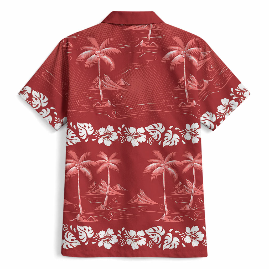 Red Hawaii Palm Tree Hibiscus Hawaiian Shirt Fantasy Summer Vibe LT01 - Polynesian Pride