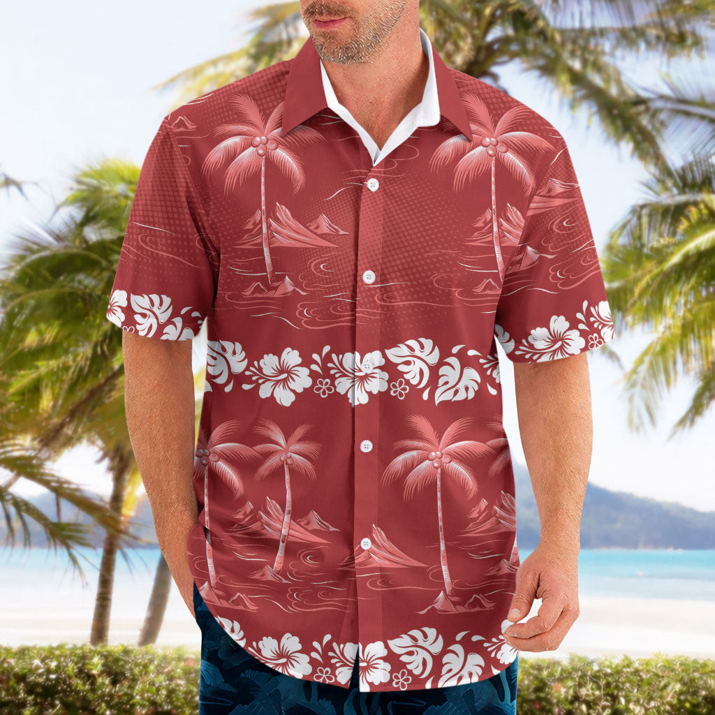 Red Hawaii Palm Tree Hibiscus Hawaiian Shirt Fantasy Summer Vibe LT01 - Polynesian Pride