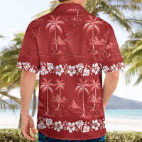 Red Hawaii Palm Tree Hibiscus Hawaiian Shirt Fantasy Summer Vibe LT01 - Polynesian Pride