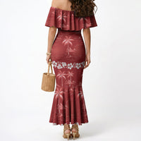Red Hawaii Palm Tree Hibiscus Mermaid Dress Fantasy Summer Vibe LT01 - Polynesian Pride