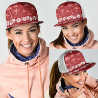 Red Hawaii Palm Tree Hibiscus Mesh Trucker Cap Fantasy Summer Vibe LT01 - Polynesian Pride