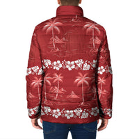 Red Hawaii Palm Tree Hibiscus Padded Jacket Fantasy Summer Vibe LT01 - Polynesian Pride