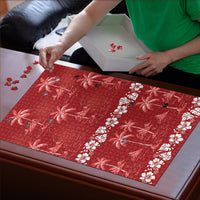 Red Hawaii Palm Tree Hibiscus Puzzle Fantasy Summer Vibe LT01 - Polynesian Pride