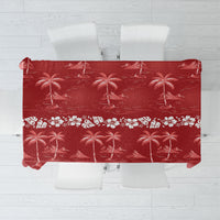 Red Hawaii Palm Tree Hibiscus Tablecloth Fantasy Summer Vibe LT01 Red - Polynesian Pride