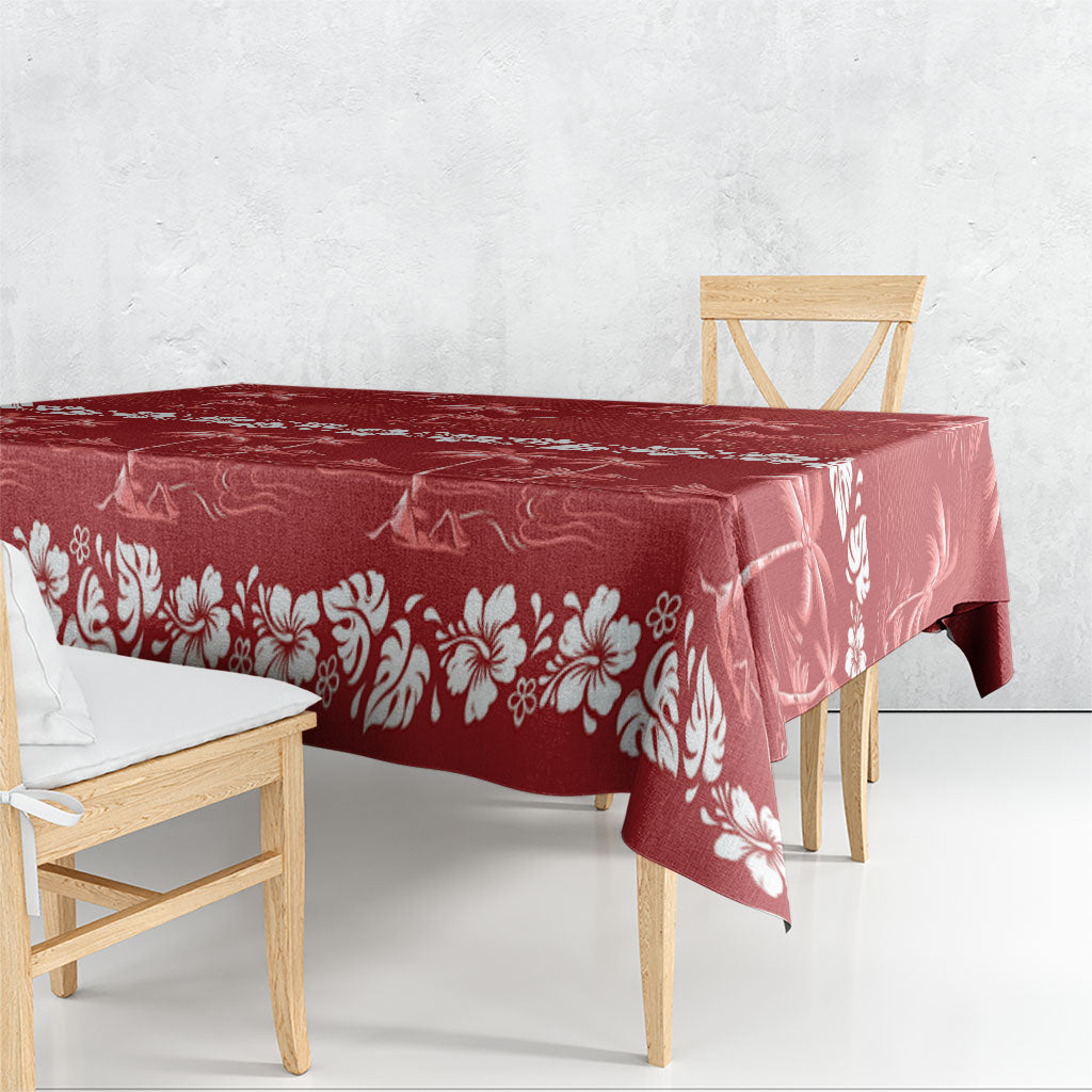 Red Hawaii Palm Tree Hibiscus Tablecloth Fantasy Summer Vibe LT01 - Polynesian Pride