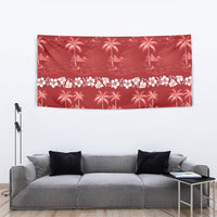 Red Hawaii Palm Tree Hibiscus Tapestry Fantasy Summer Vibe LT01 - Polynesian Pride