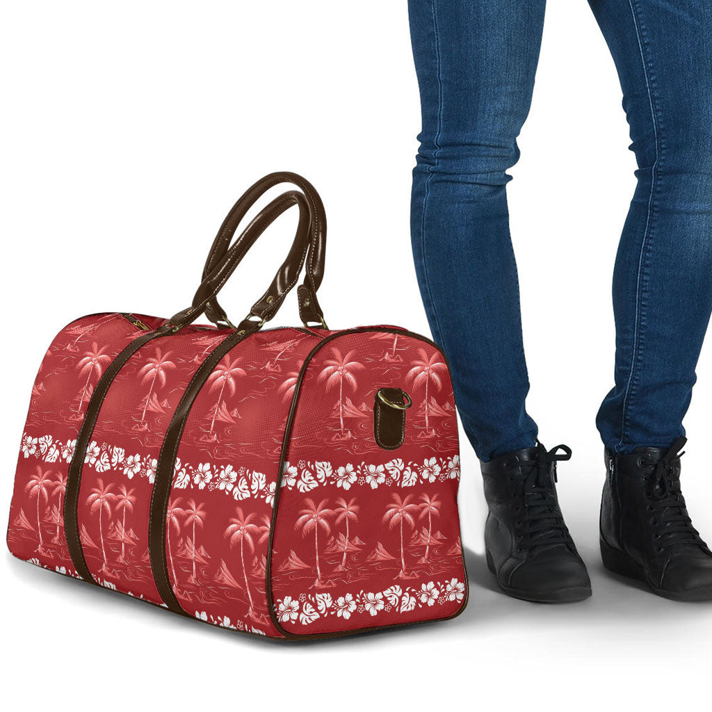 Red Hawaii Palm Tree Hibiscus Travel Bag Fantasy Summer Vibe LT01 - Polynesian Pride