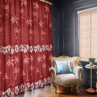 Red Hawaii Palm Tree Hibiscus Window Curtain Fantasy Summer Vibe LT01 - Polynesian Pride