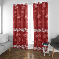 Red Hawaii Palm Tree Hibiscus Window Curtain Fantasy Summer Vibe LT01 With Grommets Red - Polynesian Pride
