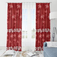 Red Hawaii Palm Tree Hibiscus Window Curtain Fantasy Summer Vibe LT01 - Polynesian Pride