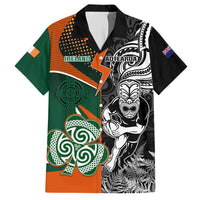 New Zealand and Ireland Rugby Hawaiian Shirt Silver Fern With Shamrock 2023 World Cup LT01 Art - Polynesian Pride