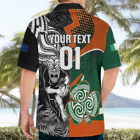 New Zealand and Ireland Rugby Hawaiian Shirt Silver Fern With Shamrock 2023 World Cup LT01 - Polynesian Pride