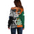 New Zealand and Ireland Rugby Off Shoulder Sweater Silver Fern With Shamrock 2023 World Cup LT01 - Polynesian Pride
