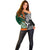 New Zealand and Ireland Rugby Off Shoulder Sweater Silver Fern With Shamrock 2023 World Cup LT01 - Polynesian Pride