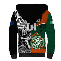 New Zealand and Ireland Rugby Sherpa Hoodie Silver Fern With Shamrock 2023 World Cup LT01 - Polynesian Pride