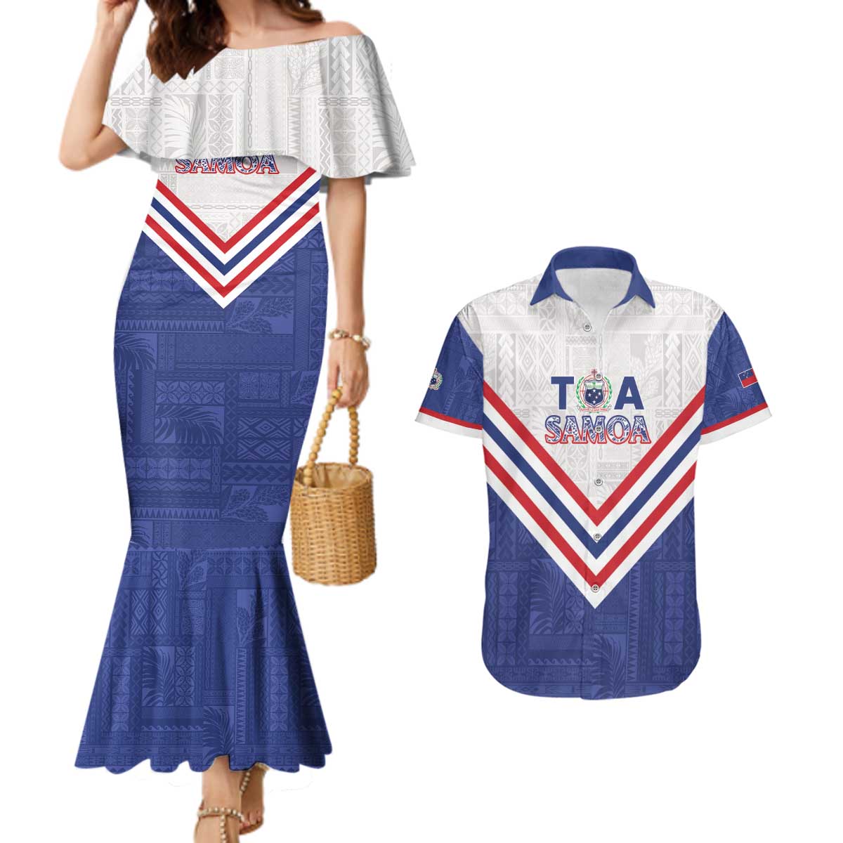 Custom Toa Samoa Rugby Couples Matching Mermaid Dress and Hawaiian Shirt 1992-1993 Special Edition - Polynesian Pride