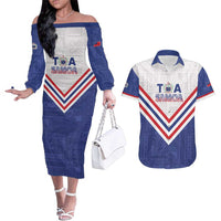 Custom Toa Samoa Rugby Couples Matching Off The Shoulder Long Sleeve Dress and Hawaiian Shirt 1992-1993 Special Edition - Polynesian Pride