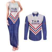 Custom Toa Samoa Rugby Couples Matching Tank Maxi Dress and Long Sleeve Button Shirt 1992-1993 Special Edition - Polynesian Pride