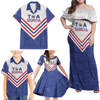 Custom Toa Samoa Rugby Family Matching Off Shoulder Maxi Dress and Hawaiian Shirt 1992-1993 Special Edition - Polynesian Pride