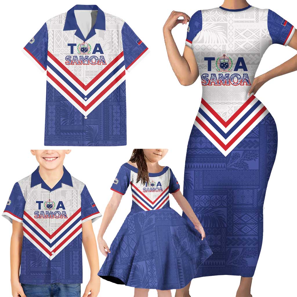Custom Toa Samoa Rugby Family Matching Short Sleeve Bodycon Dress and Hawaiian Shirt 1992-1993 Special Edition - Polynesian Pride
