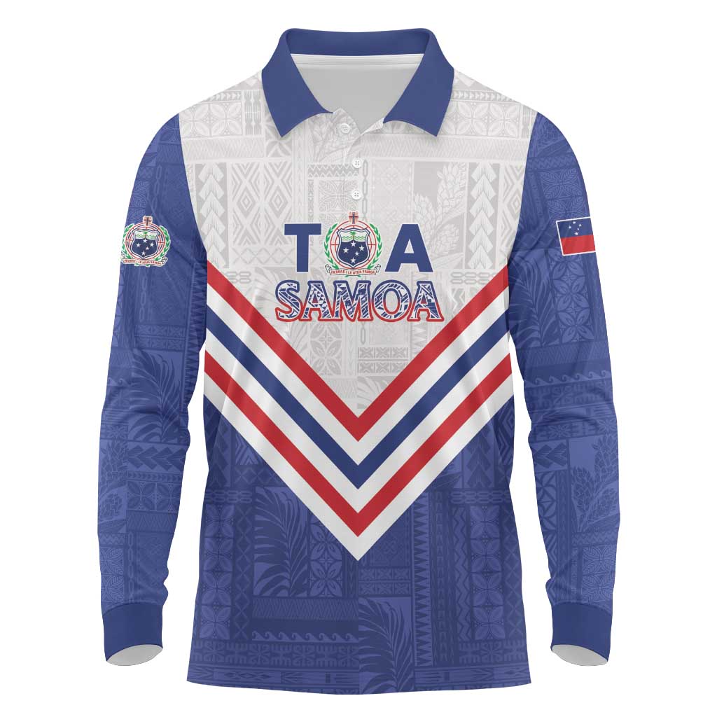 Custom Toa Samoa Rugby Long Sleeve Polo Shirt 1992-1993 Special Edition LT01 Blue - Polynesian Pride