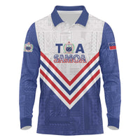 Custom Toa Samoa Rugby Long Sleeve Polo Shirt 1992-1993 Special Edition LT01 Blue - Polynesian Pride