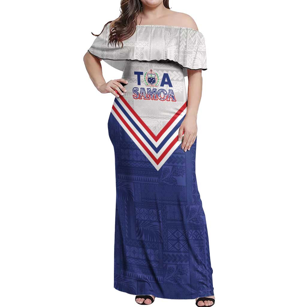 Custom Toa Samoa Rugby Off Shoulder Maxi Dress 1992-1993 Special Edition LT01 Women Blue - Polynesian Pride