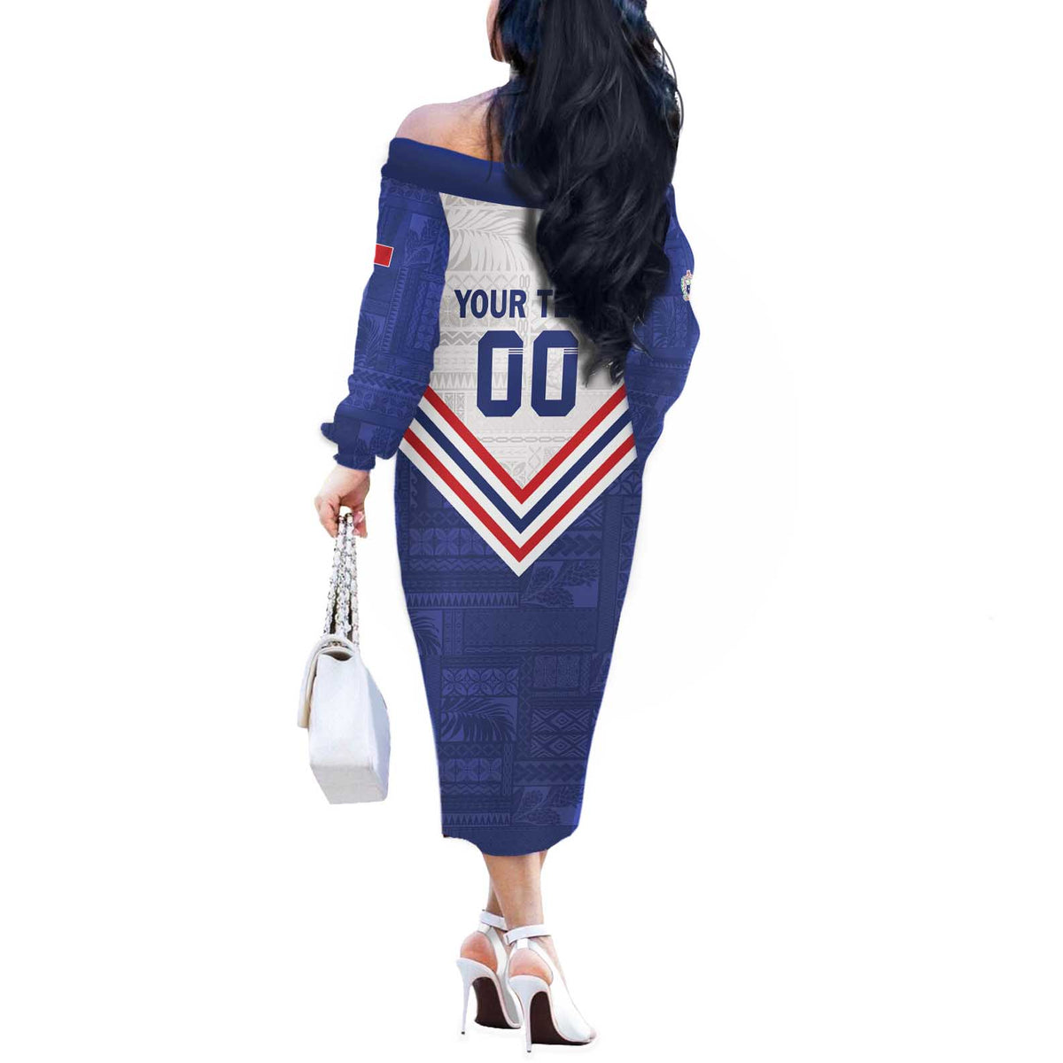 Custom Toa Samoa Rugby Off The Shoulder Long Sleeve Dress 1992-1993 Special Edition LT01 - Polynesian Pride