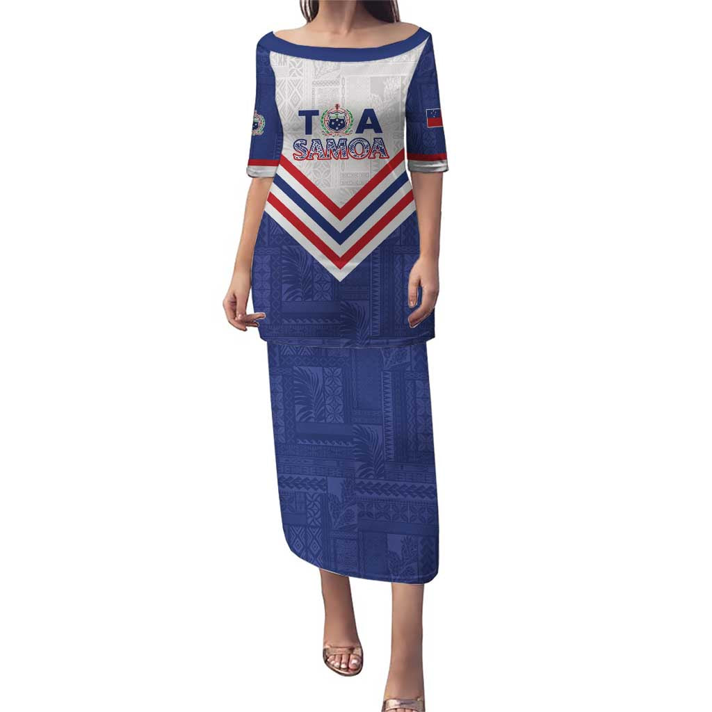 Custom Toa Samoa Rugby Puletasi 1992-1993 Special Edition LT01 Long Dress Blue - Polynesian Pride