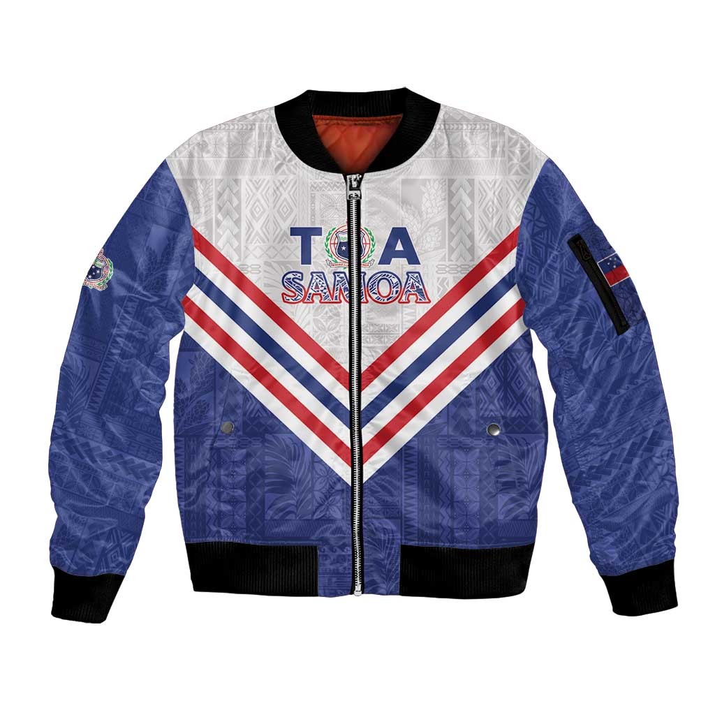 Custom Toa Samoa Rugby Sleeve Zip Bomber Jacket 1992-1993 Special Edition LT01 Unisex Blue - Polynesian Pride