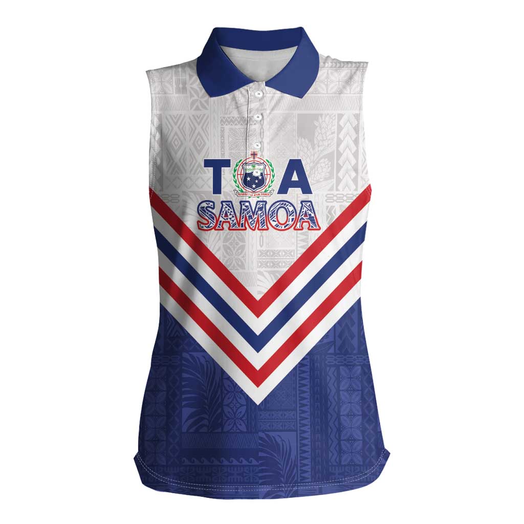 Custom Toa Samoa Rugby Women Sleeveless Polo Shirt 1992-1993 Special Edition LT01 Female Blue - Polynesian Pride