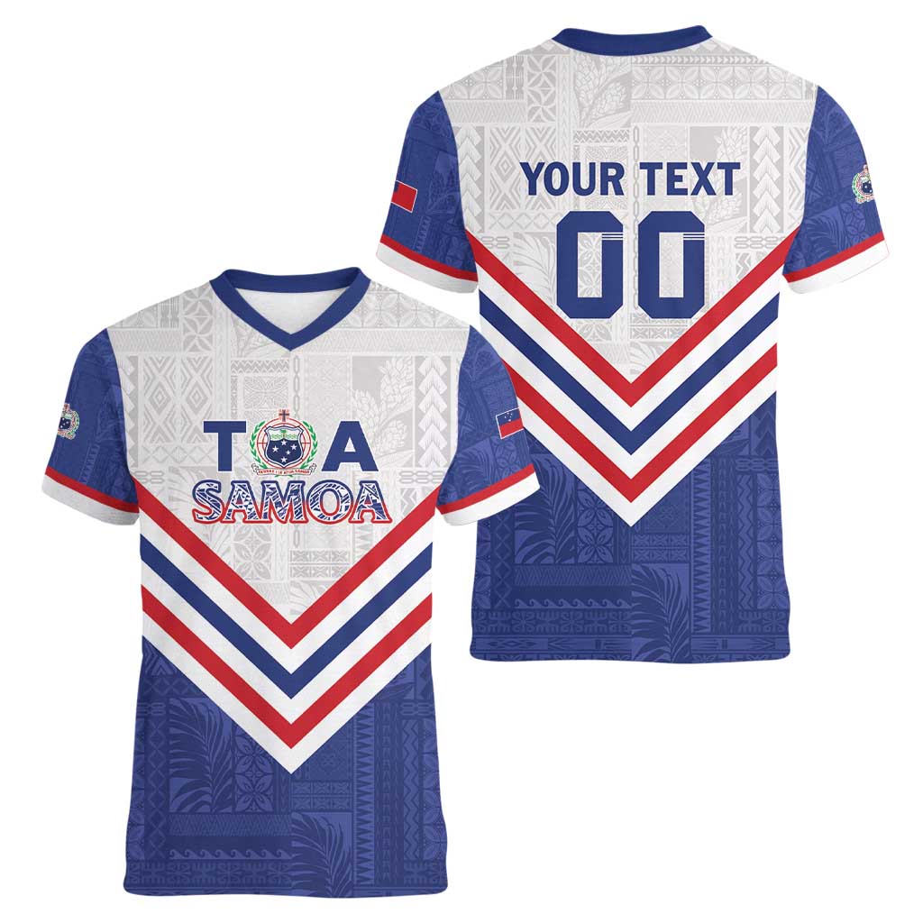 Custom Toa Samoa Rugby Women V-Neck T-Shirt 1992-1993 Special Edition LT01 - Polynesian Pride