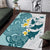 Maori Manta Ray Plumeria Teal Area Rug