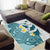 Maori Manta Ray Plumeria Teal Area Rug