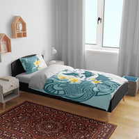 Maori Manta Ray Plumeria Teal Bedding Set