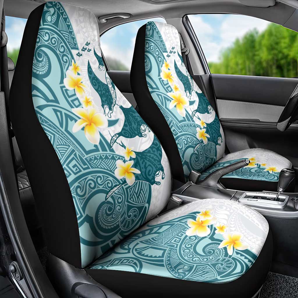 Maori Manta Ray Plumeria Teal Car Seat Cover LT01 - Polynesian Pride